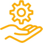 Image of a Hand and Gear icon to represent support