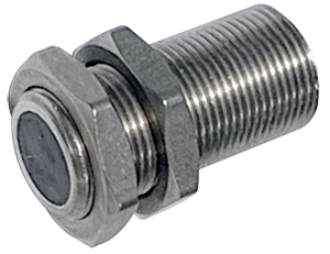 An image of a Magnetic Sensors Corporation sensor with part number 42013-70. This Hall Effect sensor features true zero speed sensing and is housed in a 303 stainless steel casing with a thread size of 15/32-32. The housing length is 1 inch and the cable length is 16 inches. The sensor has a digital output and contains no moving parts or contacts. It can operate on a supply voltage ranging from 4.5 to 24Vdc and can function in temperatures between -40°C to +125°C. Its rugged design allows it to be configured for most environments, with customized versions available. This versatile sensor adapts to various configurations and is commonly used in applications such as engine governor/controls, transmission, diesel engines, powered compressors, hydraulic motors, turbines, and power generation.